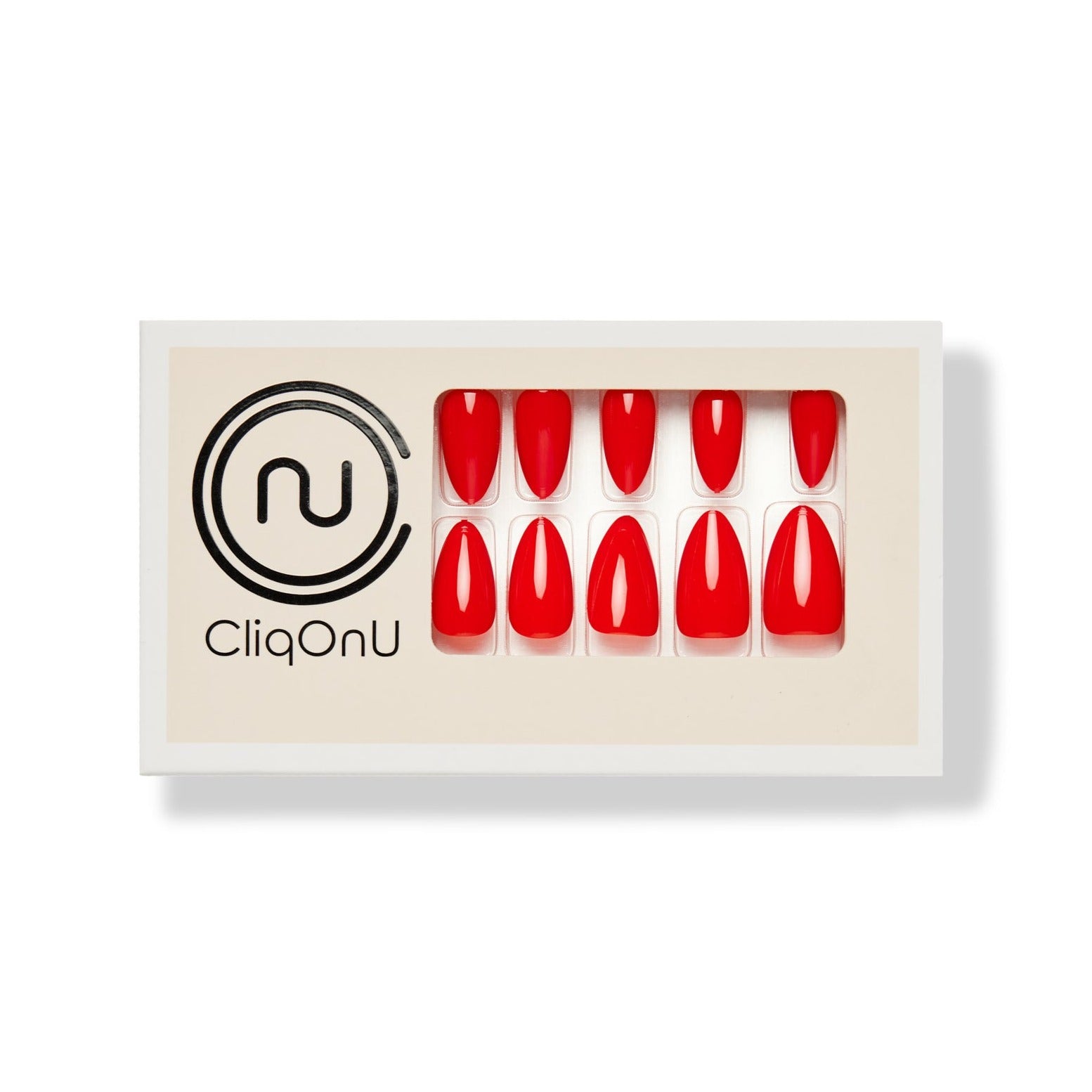 CliqOnU Press On Mani Set - Forever Rouge - Long Almond