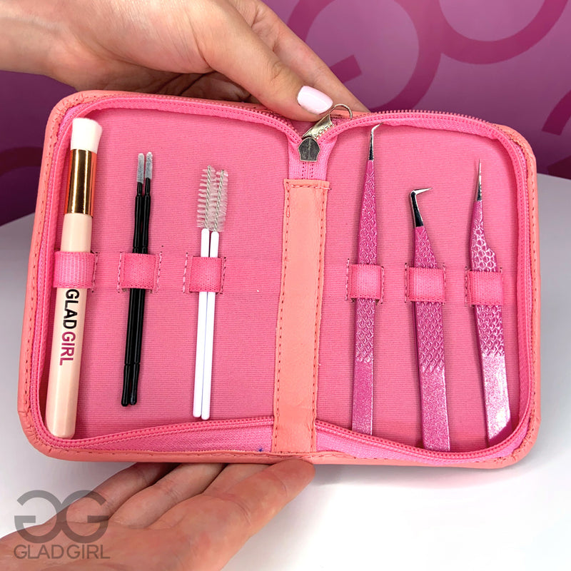 Compact pink tweezer case by Glad Lash