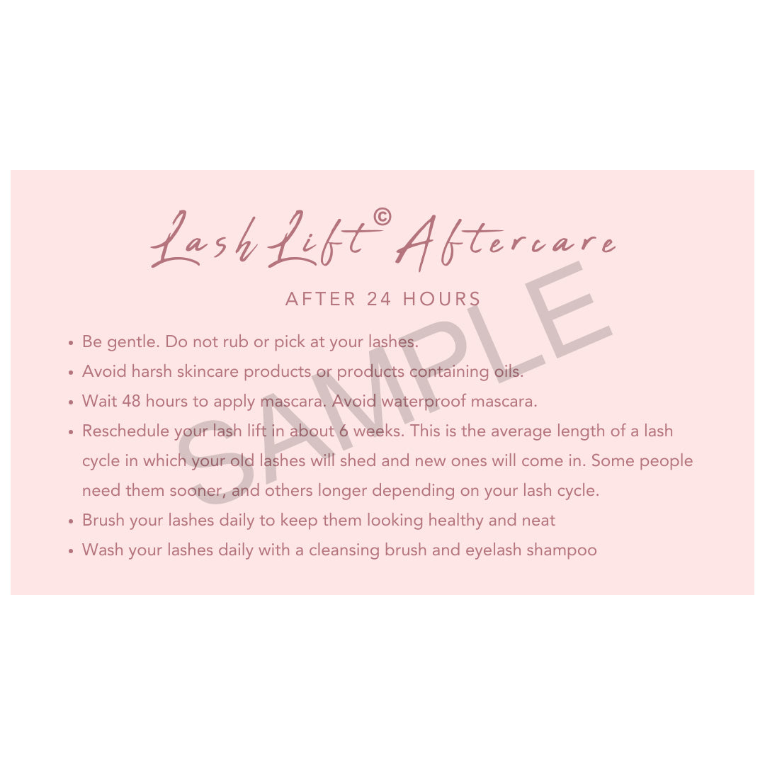 LashLift After Care Instructions &amp; Appointment Card - 25 per Quantity