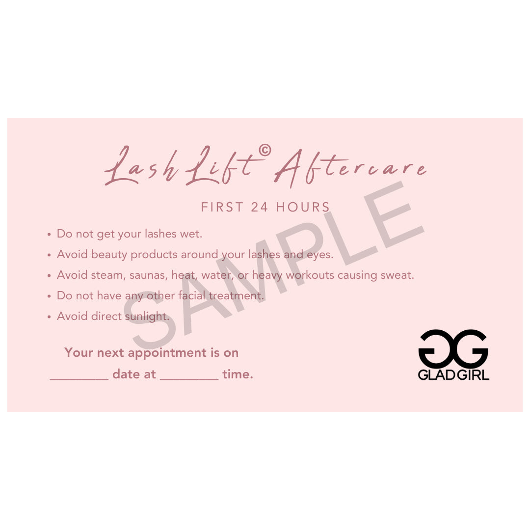 LashLift After Care Instructions & Appointment Card - 25 per Quantity