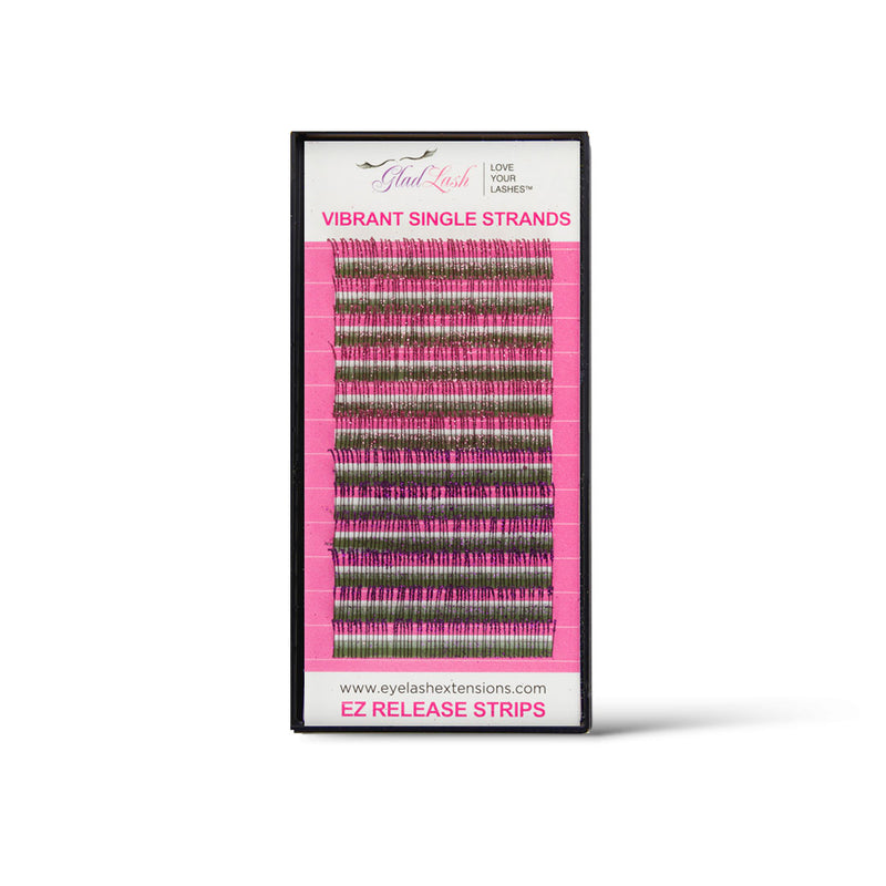 Premium Glitter Lashes - Classic - 0.15mm – tray of pink glitter lashes, top view