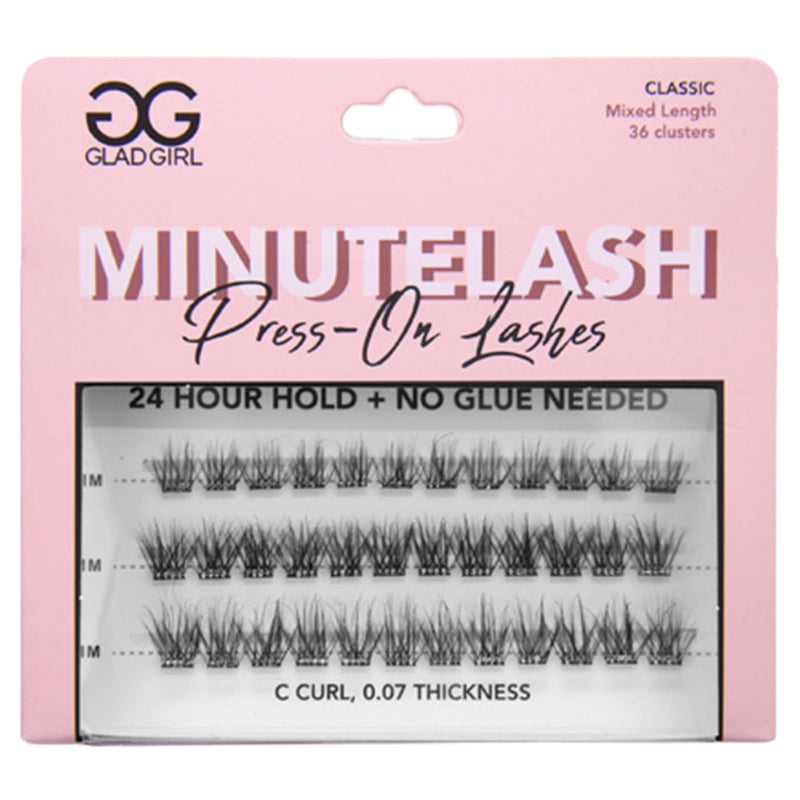 MinuteLash Press-On Lashes - 36 Pre-glued Clusters – C Curl / 0.07mm / Classic - 10,12 and 14mm