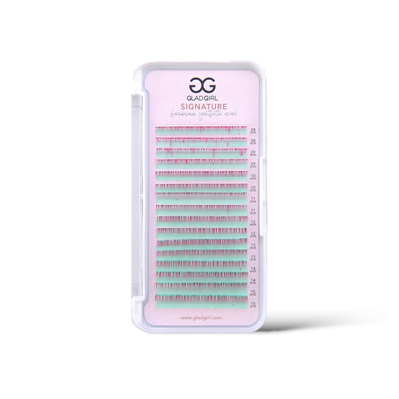 Signature Mink Mixed Length Ombre Lashes – turquoise ombre lash tray (Turquoise Base and Pink Tip)