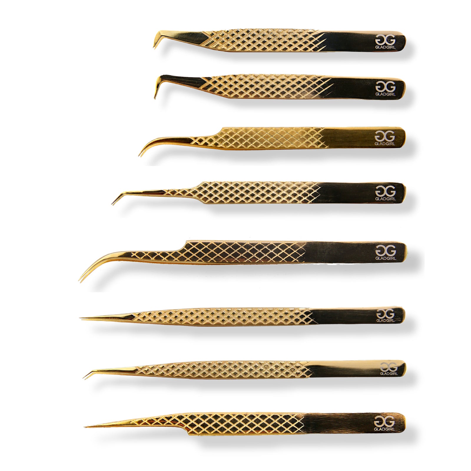 Titanium Gold Diamond Grip Eyelash Extension Tweezers