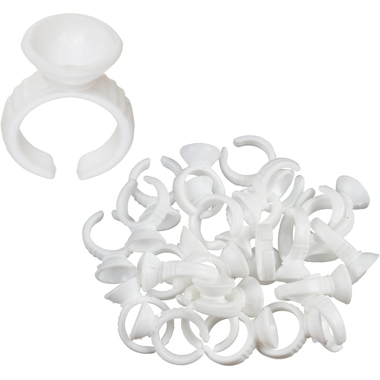 White glue rings for eyelash extensions - 25 per pack