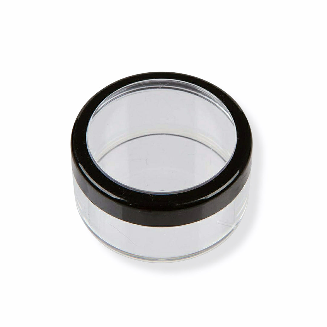 Clear acrylic lash storage jar with black lid