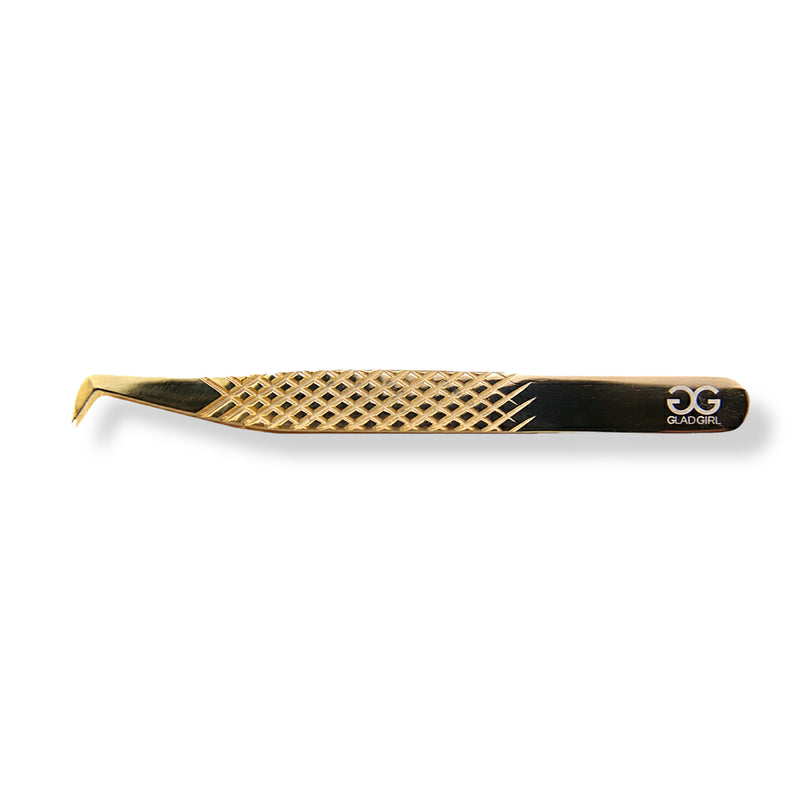 Titanium Gold Diamond Grip Eyelash Extension Tweezers