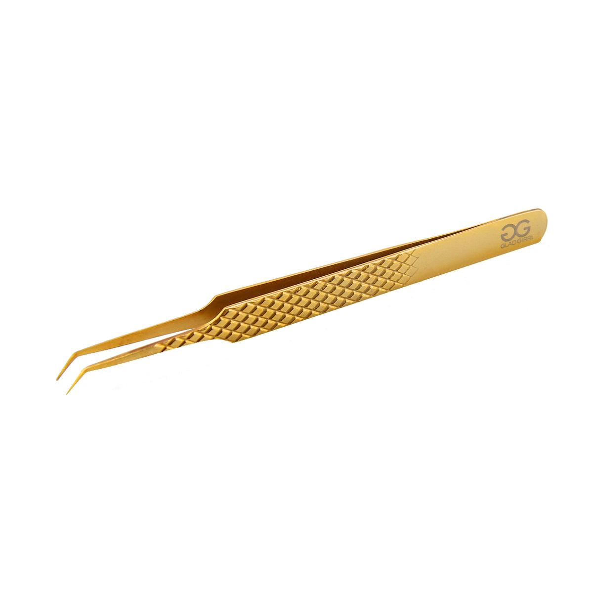 GladGirl Titanium Grip Tweezers - 4.92&quot; 45 Degree Tip | 0.57 oz front view