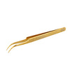 GladGirl Titanium Gold Diamond Grip Tweezers - 5.50” Curved | 0.71 oz front view