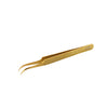GladGirl Titanium Gold Diamond Grip Tweezers - 5.50” Curved | 0.49 oz front view