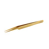 GladGirl Titanium Gold Diamond Grip Tweezers - 5.50” Angular | 0.65 oz front view