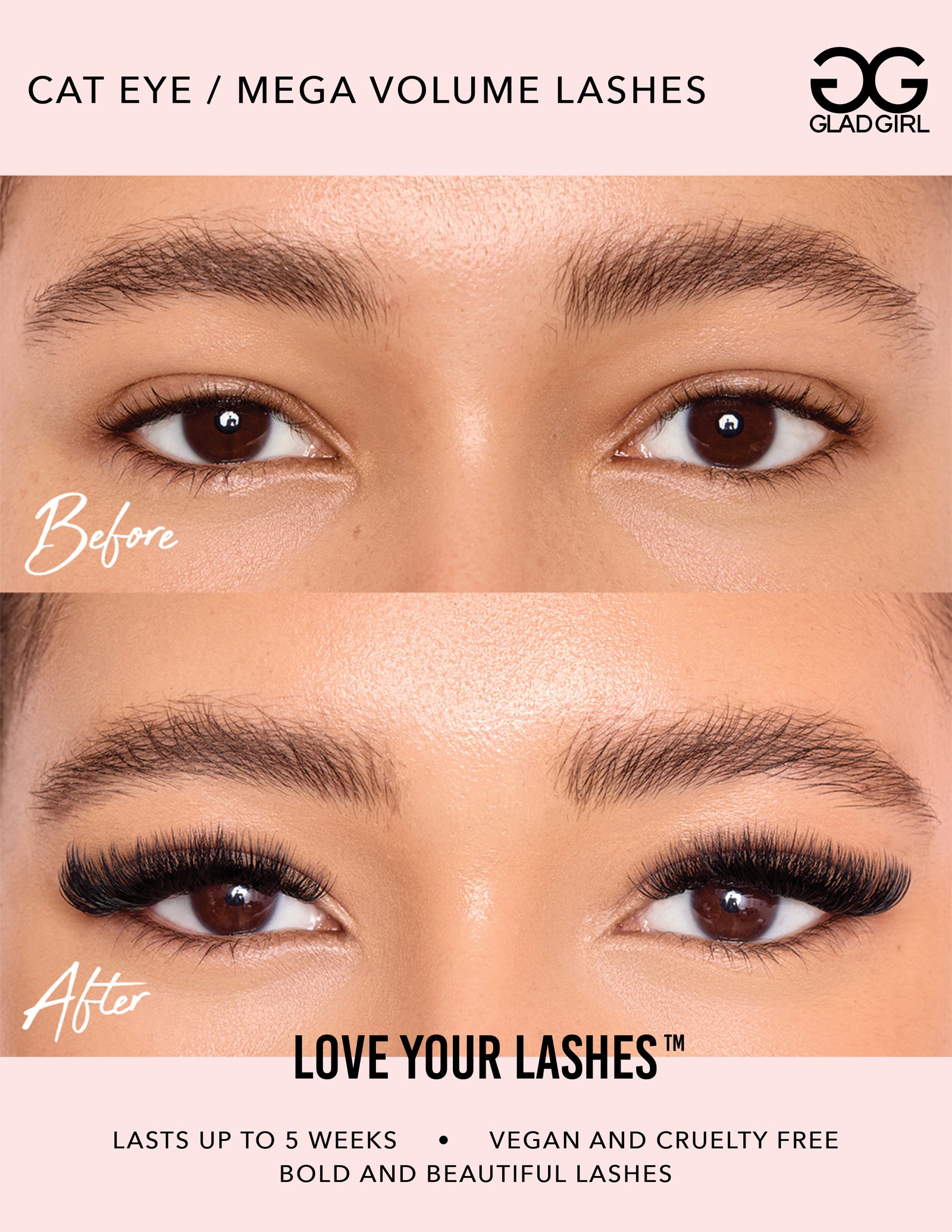 Downloadable Cat Eye Mega Volume Eyelash Extension Before & After Poster