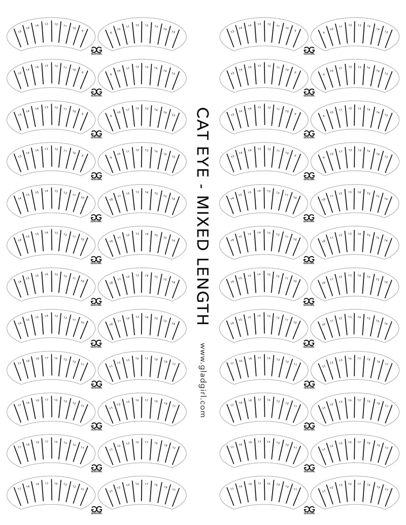 Cat Eye Lash Map Sticker - Mixed Length