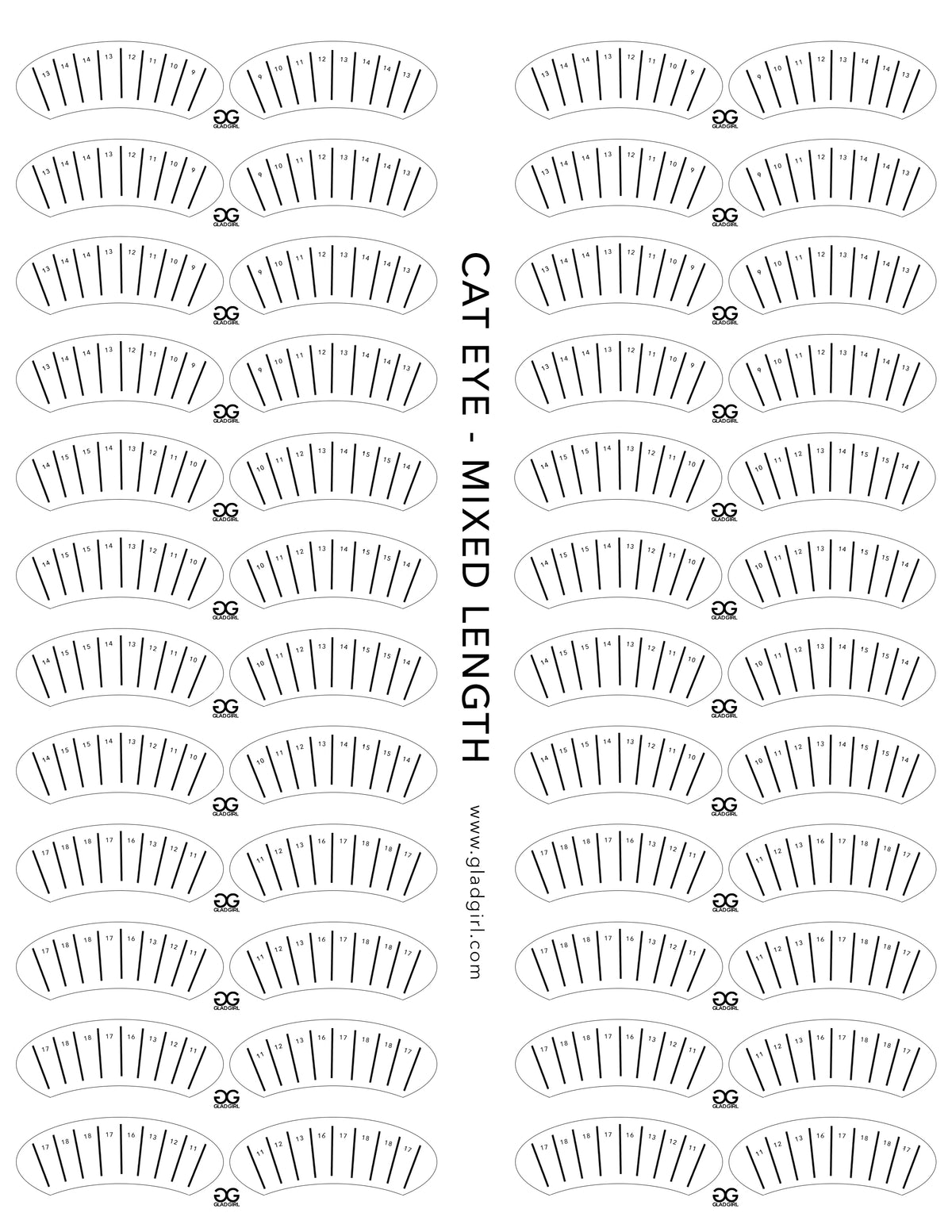 Cat Eye Lash Map Sticker - Mixed Length