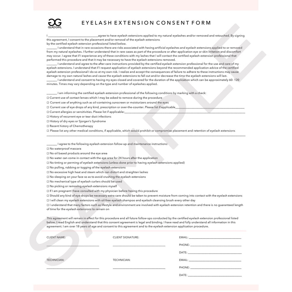 Downloadable Eyelash Extensions Consent Form - by GladGirl