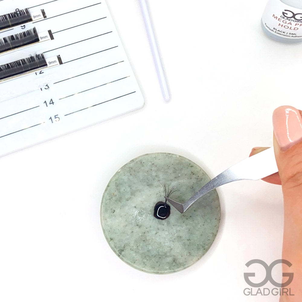 Jade stone for lashing - green, with extensions and glue