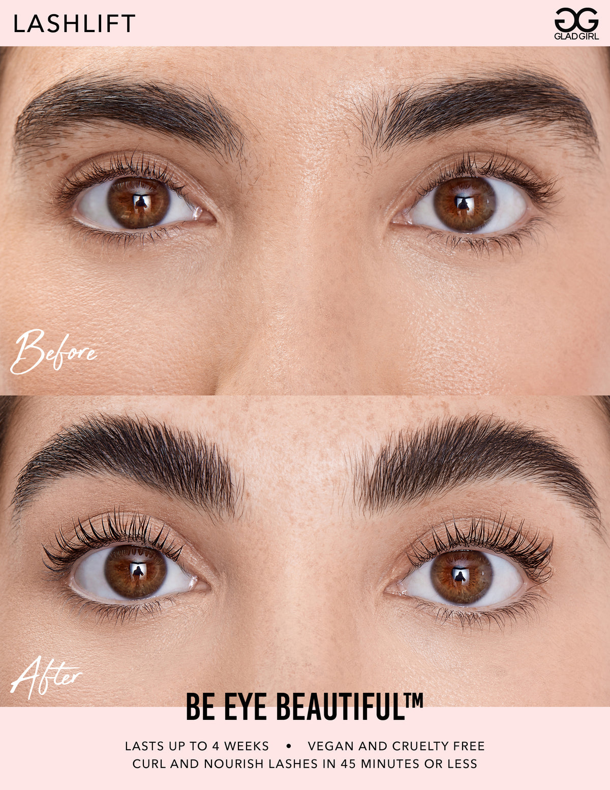 GladGirl Lash Lift before and after