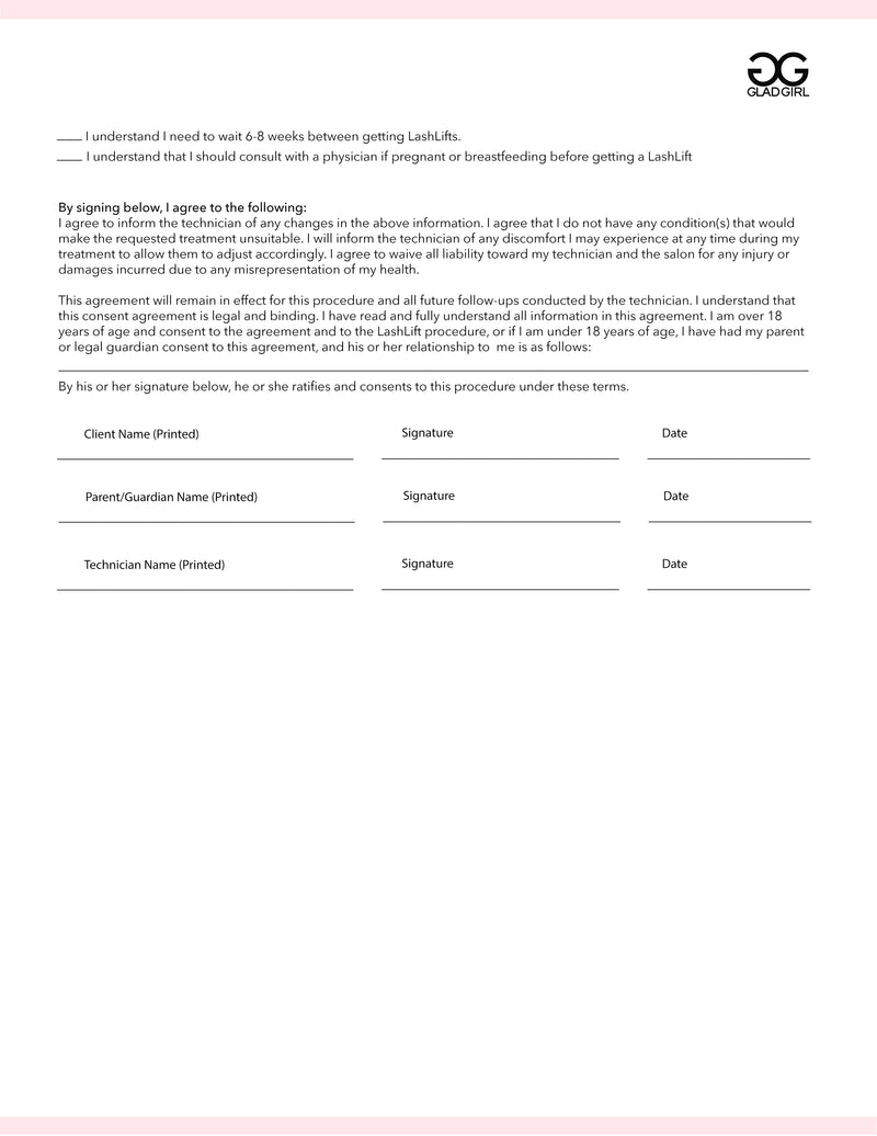 Downloadable LashLift Consent Form