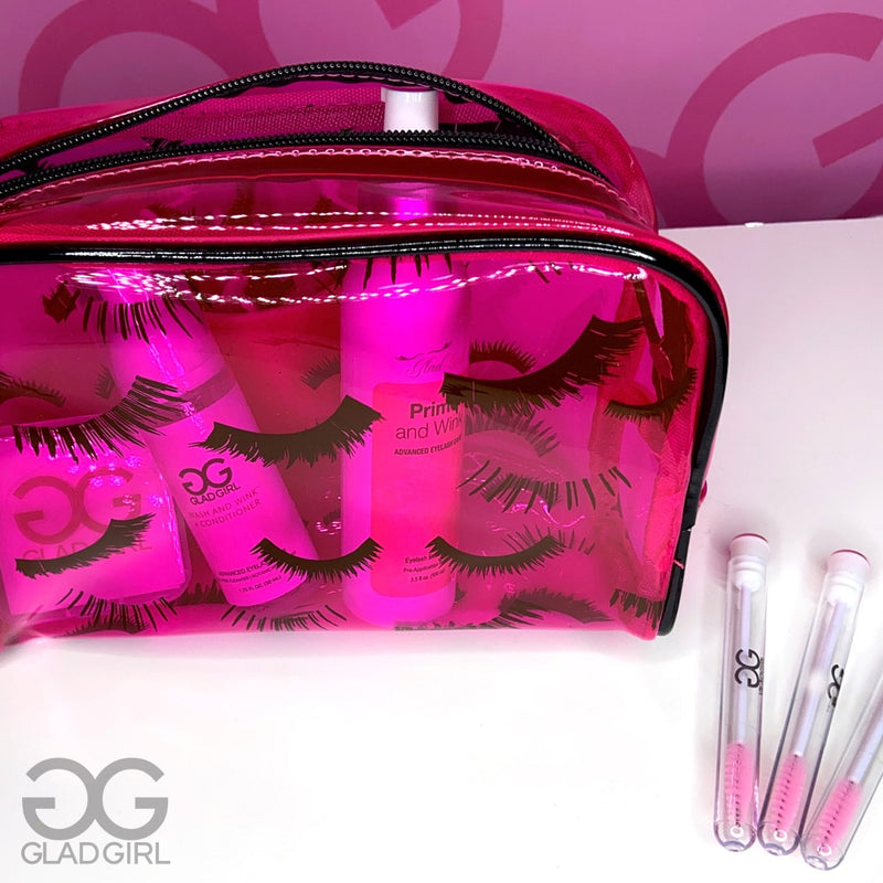 Pink Makeup Case by GladGIrl with lash pattern