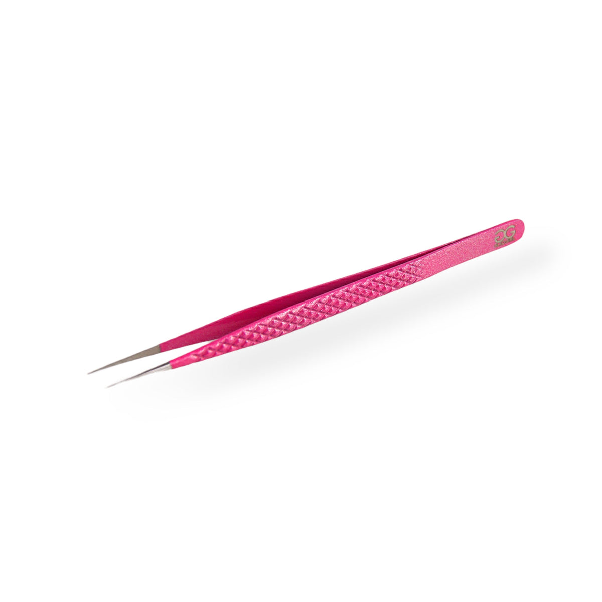 precision Point Volume Non-Slip Pink Glitter Diamond Grip Tweezers