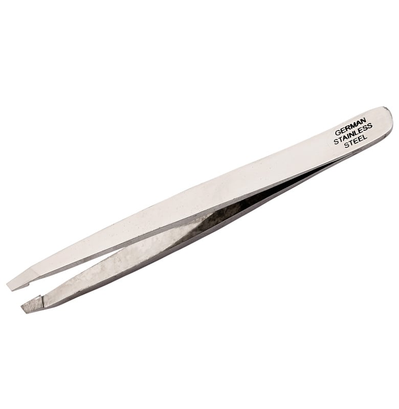 Slant nose lash and brow tweezer - stainless steel
