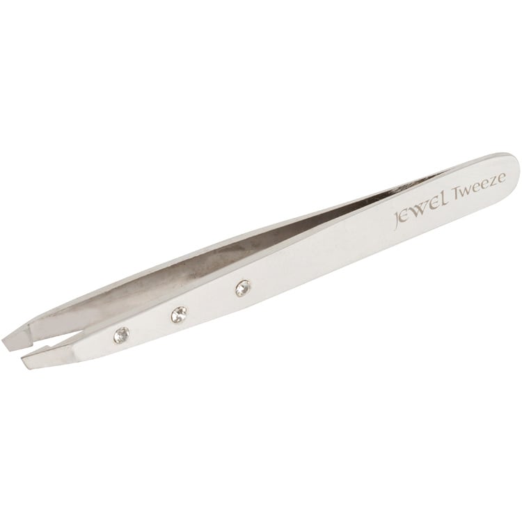 Slant nose lash and brow tweezer - Jewel stuf