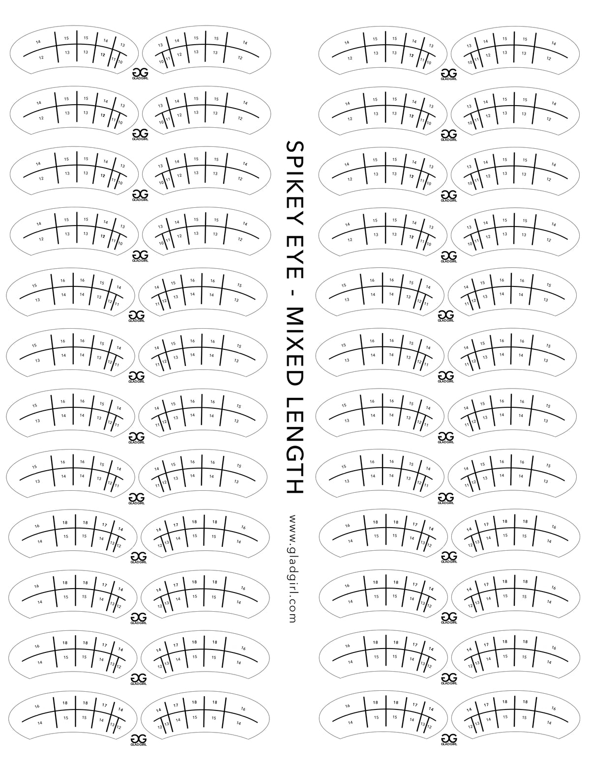 GladGirl Spikey Eye Lash Map Sticker - Mixed Length