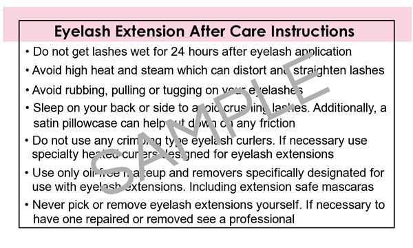 Lash Care Instructions &amp; Appointment Card - 25 per Quantity