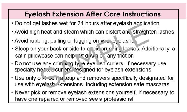 Lash Care Instructions & Appointment Card - 25 per Quantity