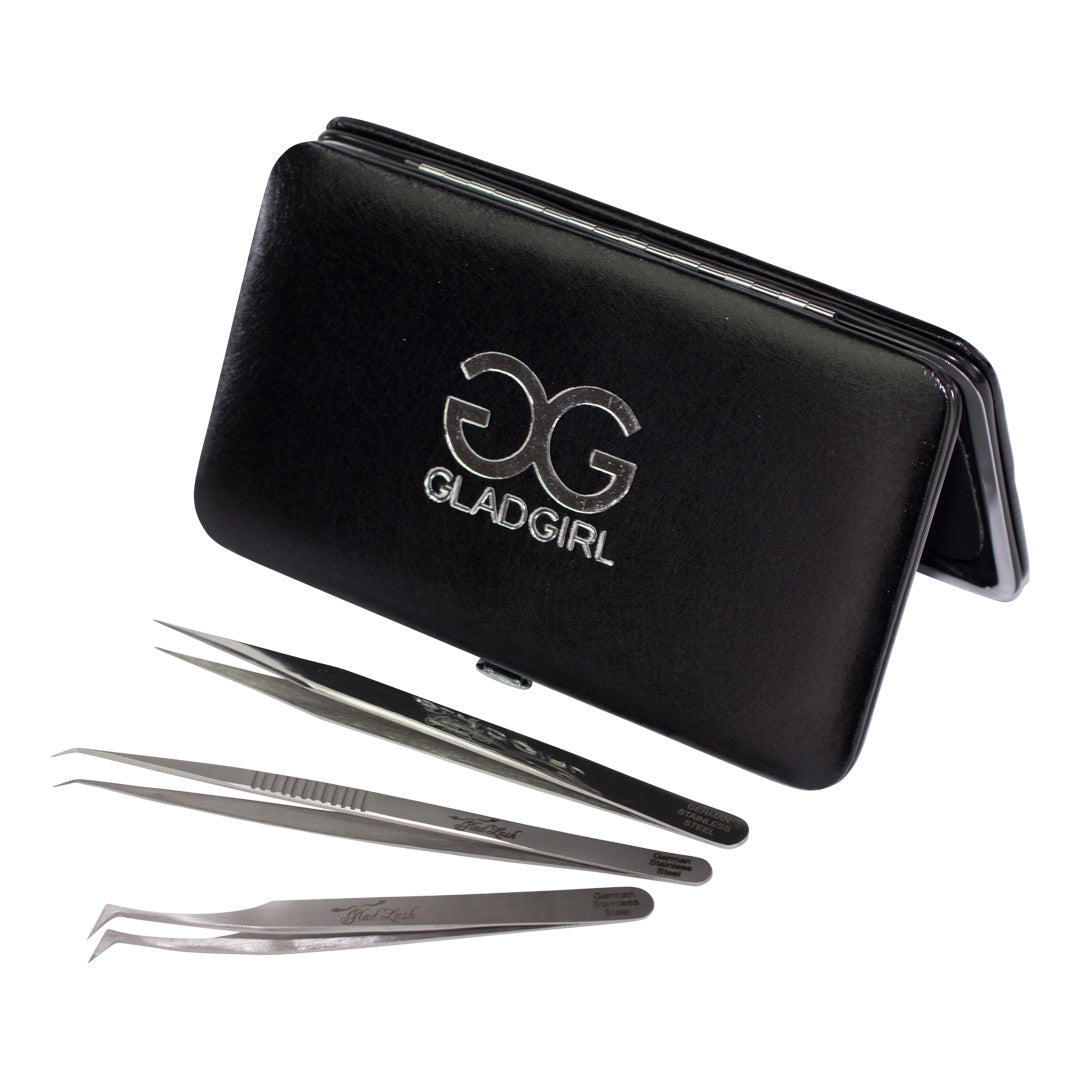 GladGirl® Magnetic Tweezer Case =- Black with tweezers