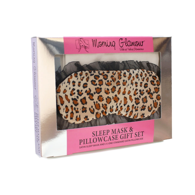 Satin Sleep Mask &amp; Pillowcase Gift Set – Leopard