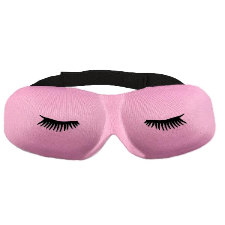 3D Contoured Pink Satin Eyelash Extension Sleep Mask - Pink