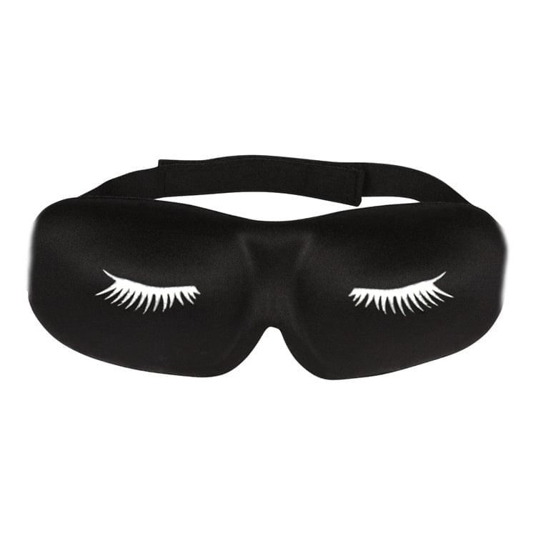3D Contoured Black Satin Eyelash Extension Sleep Mask - Black