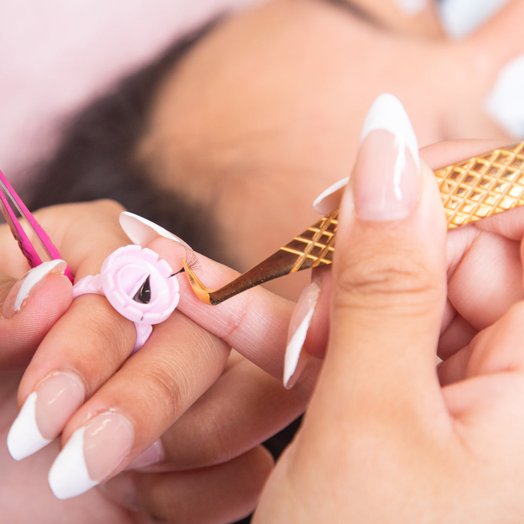 Titanium Gold Diamond Grip Tweezers for Volume Lashes