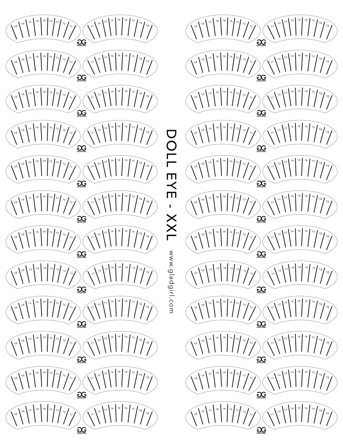 GladGirl Doll Eye Lash Map Sticker - XXL