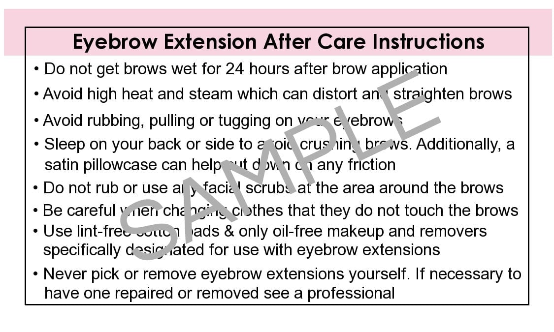 Brow Care Instructions &amp; Appointment Card - 25 per Quantity
