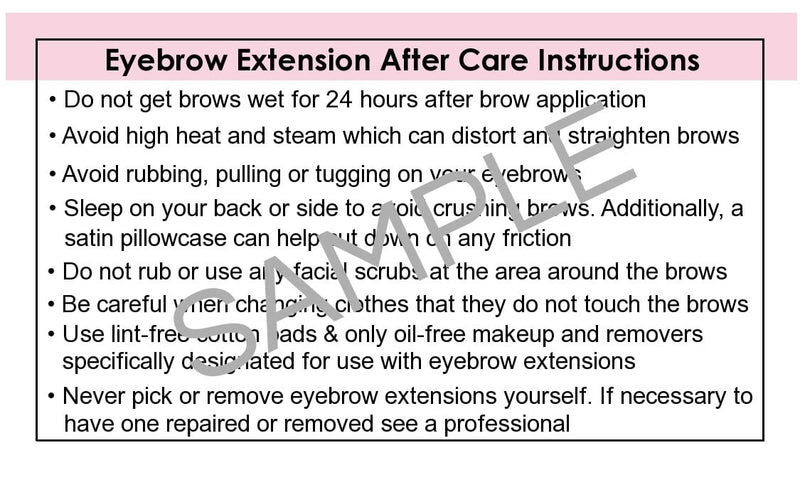 Brow Care Instructions & Appointment Card - 25 per Quantity