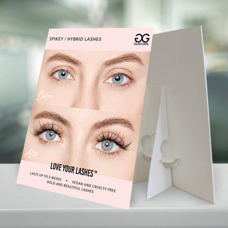 Spikey Eye Hybrid Eyelash Extension Counter Card – before and after counter card