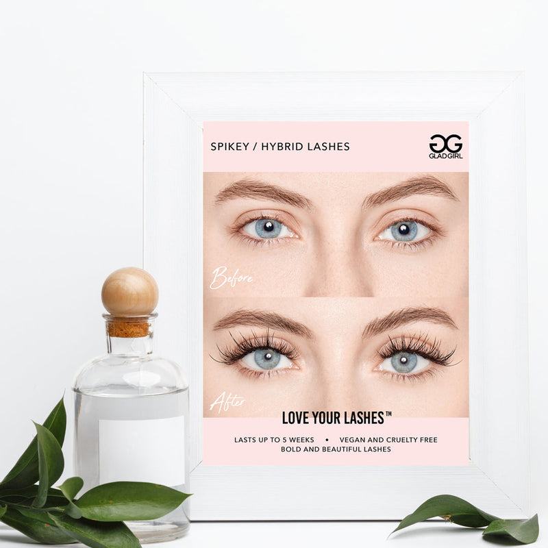 Free Downloadable Spikey Eye Hybrid Eyelash Extension Before & After Poster