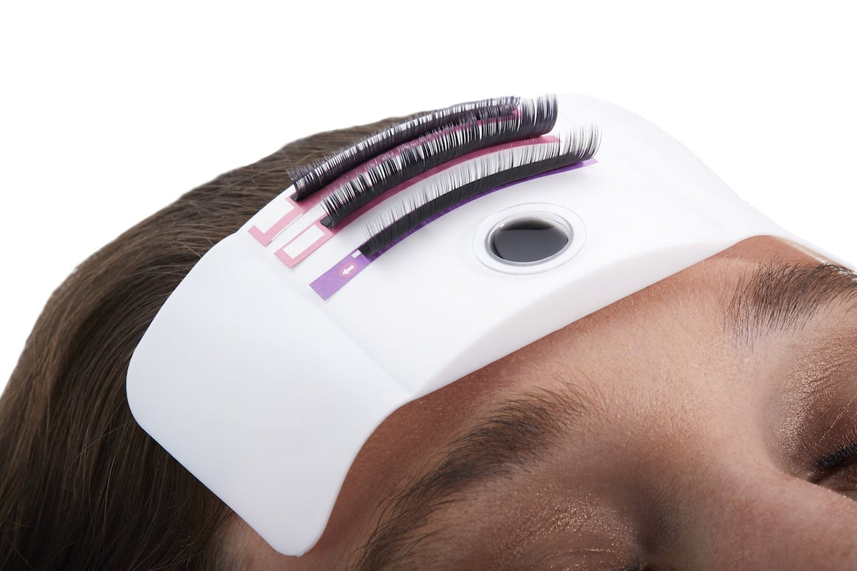 LashStation in place on client&#39;s forehead
