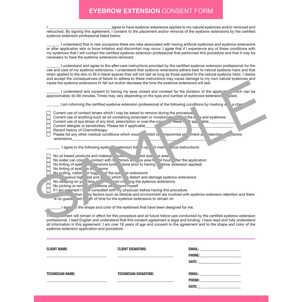 Downloadable Eyebrow Extension Consent Form