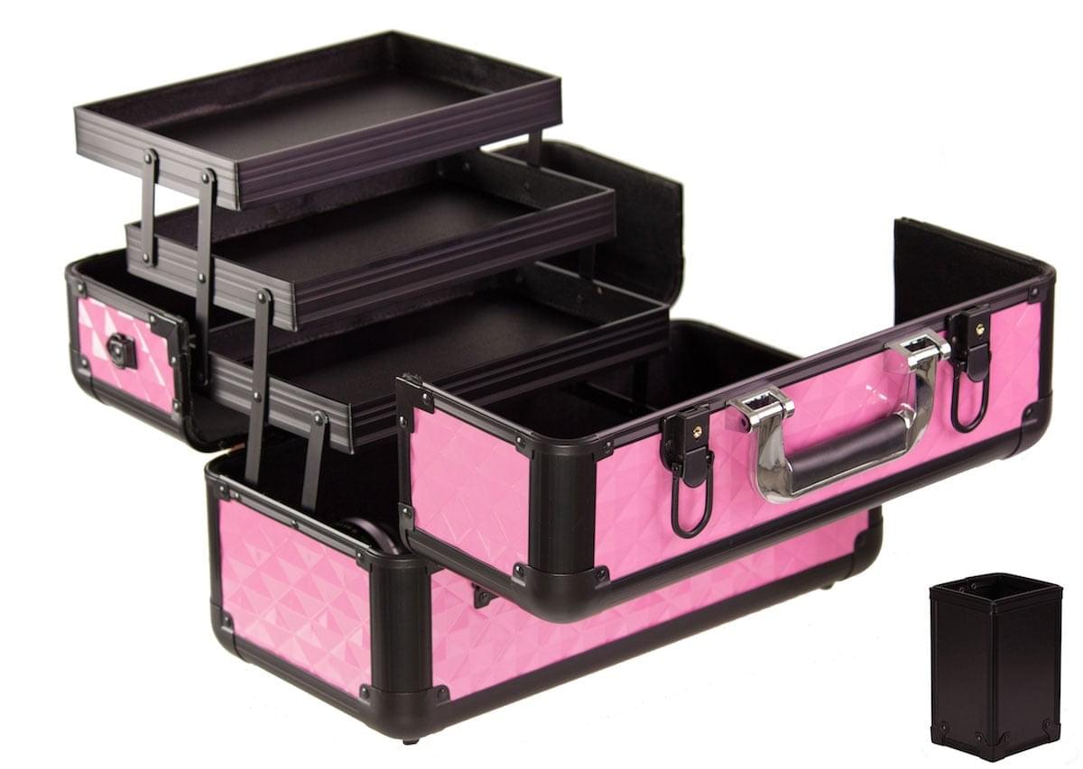 Aluminum Lash and Brow Case with Holder and Shoulder Strap