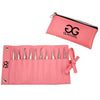 10 Piece Eyelash Extension Tweezer Roll Case - Pink