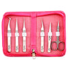 Tweezer kit and case for eyebrow extensions 